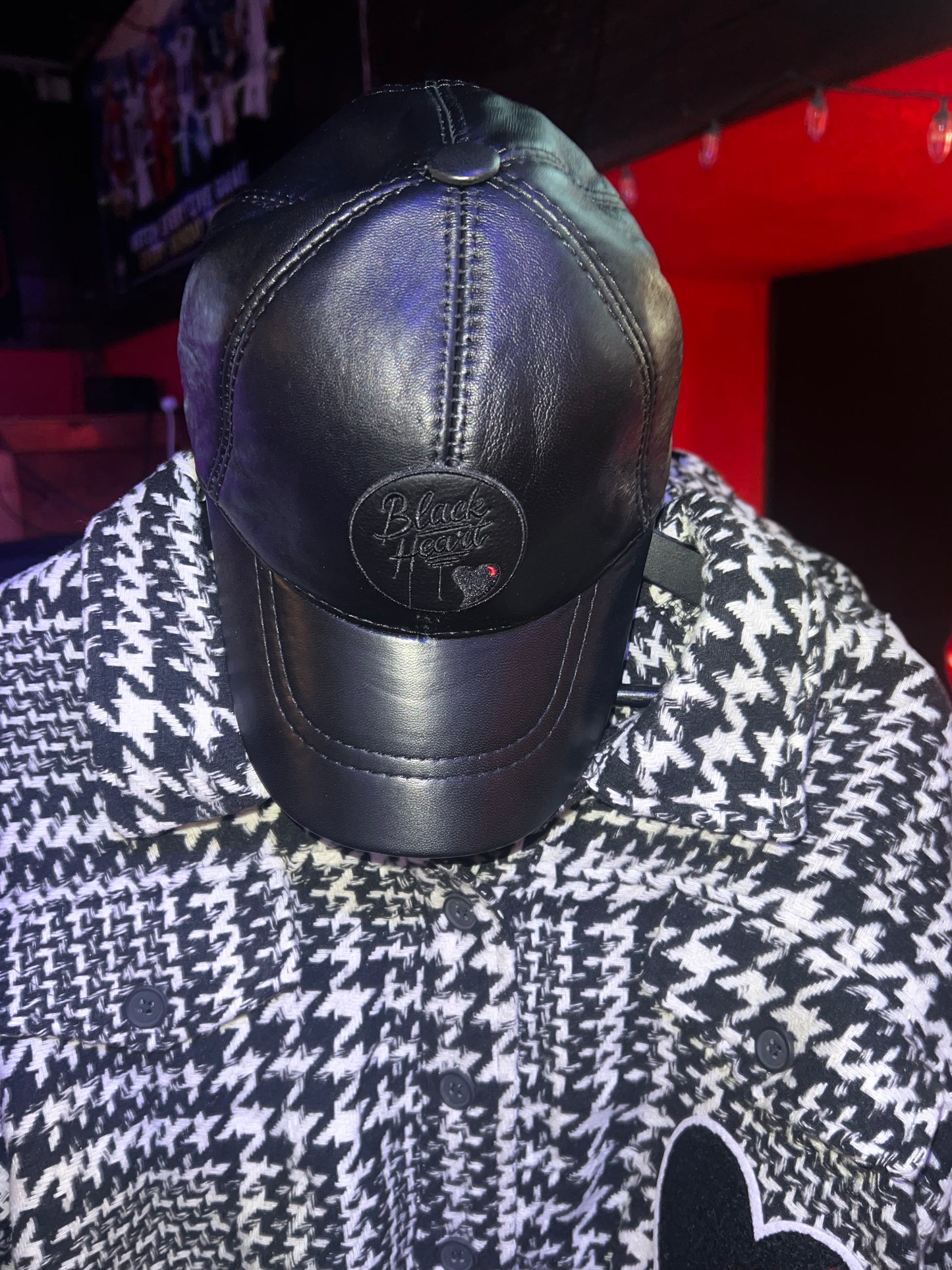 Leather Black Heart Baseball Cap