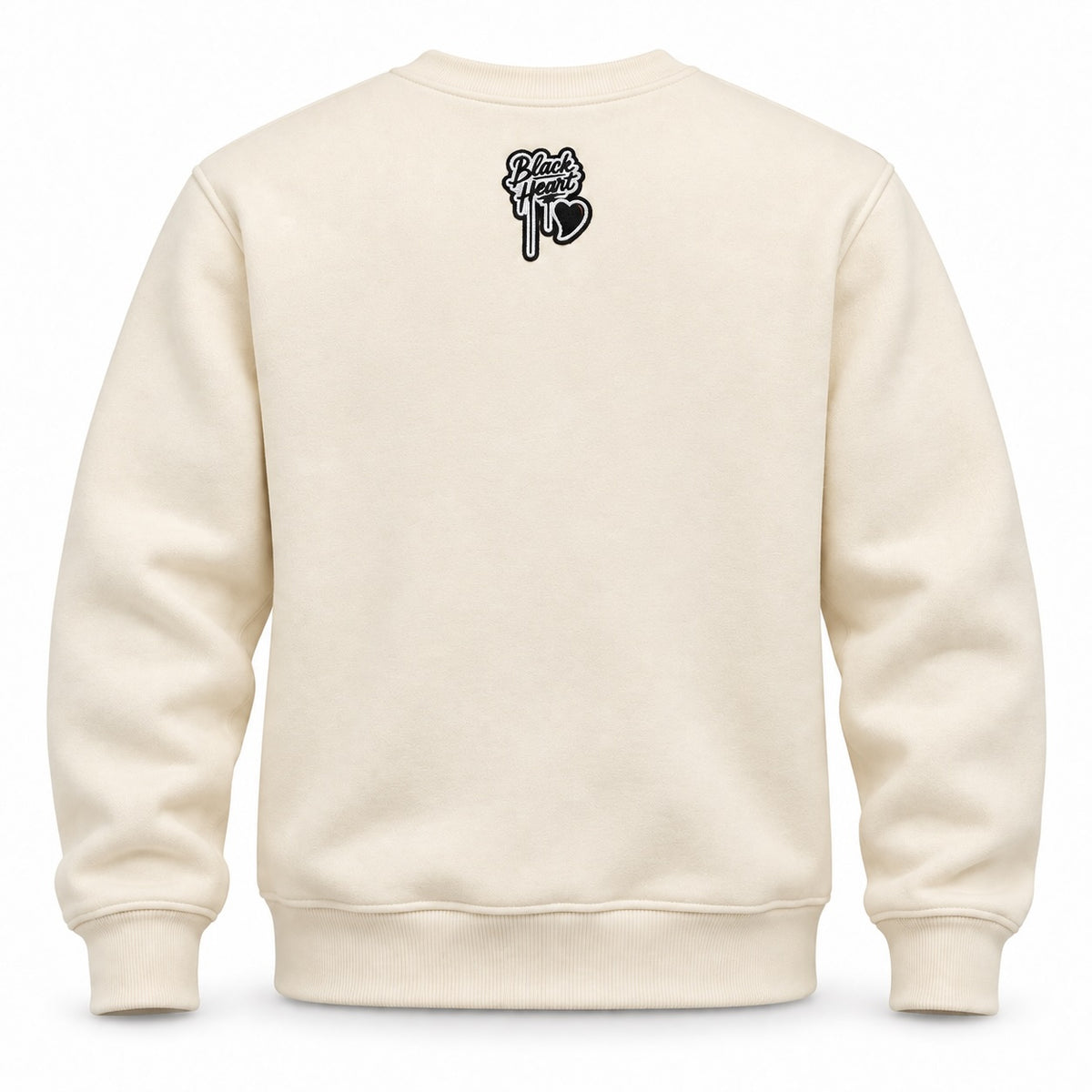Forever Black Heart Chenille Crewneck - Cream