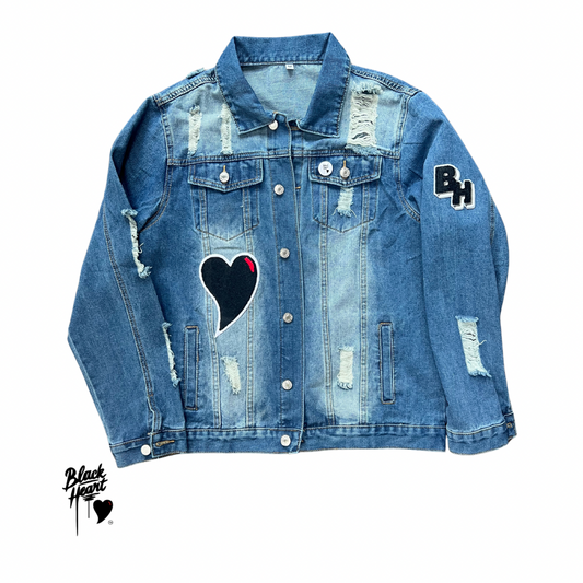 Ripped Black Heart Denim Jacket