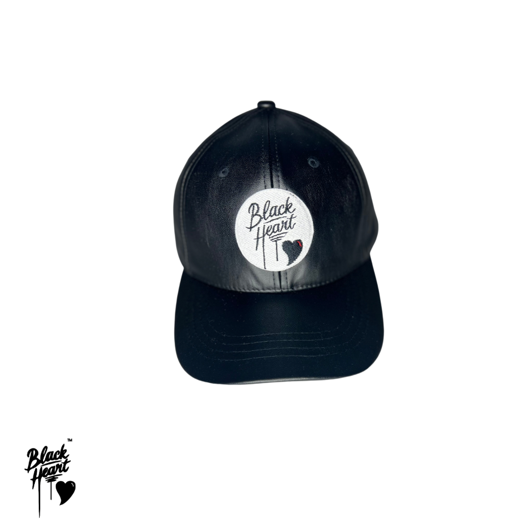 Leather Black Heart Baseball Cap