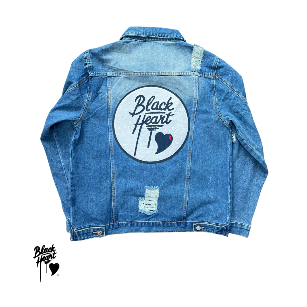 Ripped Black Heart Denim Jacket