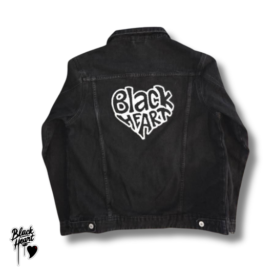 Black Heart Denim Jacket -Black