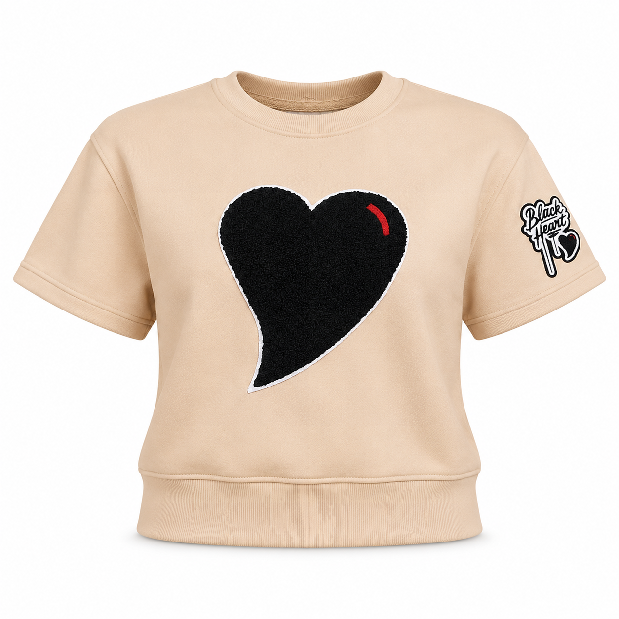 Black Heart Ladies -Waist length Sweatshirt