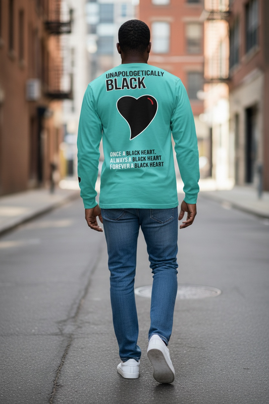 Unapologetically Black -Aqua Blue Long Sleeve Tee