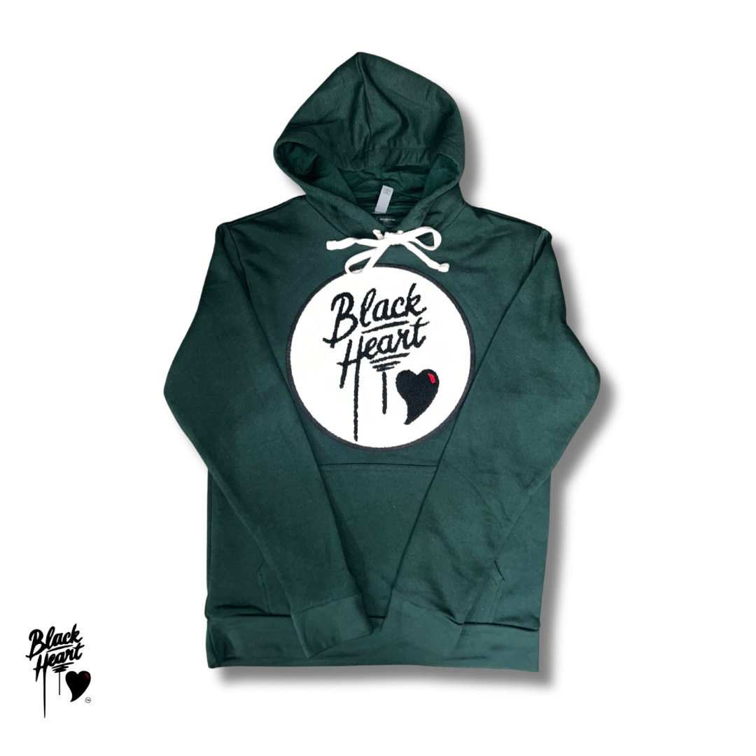 The Bold Classic - Black Heart Hoodie - Hunter Green