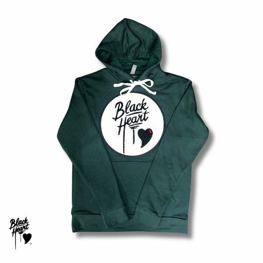 The Bold Classic - Black Heart Hoodie - Hunter Green