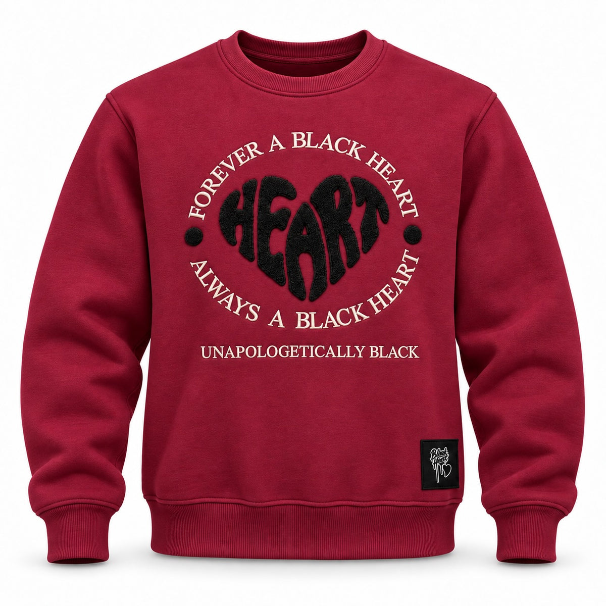 Forever Black Heart Chenille Crewneck - Wine