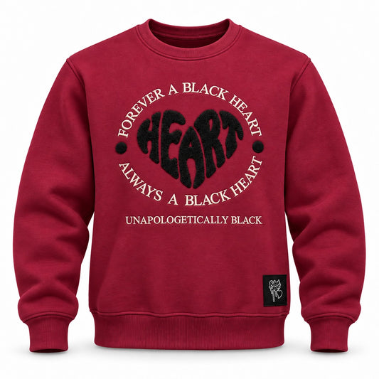 Forever Black Heart Chenille Crewneck - Wine